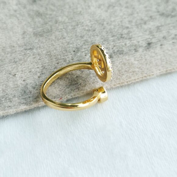 ❤️ Michael Kors Monogram Logo and Crystal Gold Open Ring #7❤️ - Picture 3 of 3